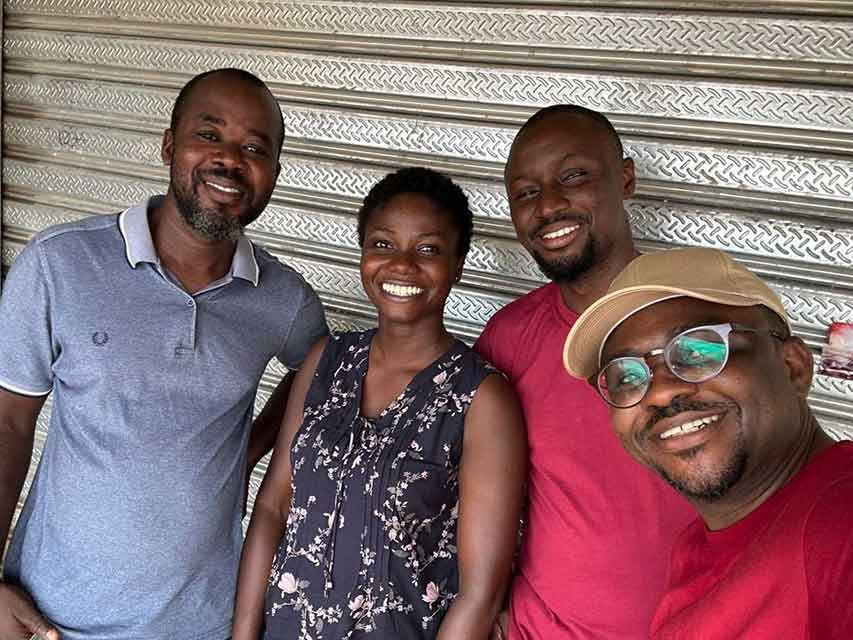 Researcher with microscope